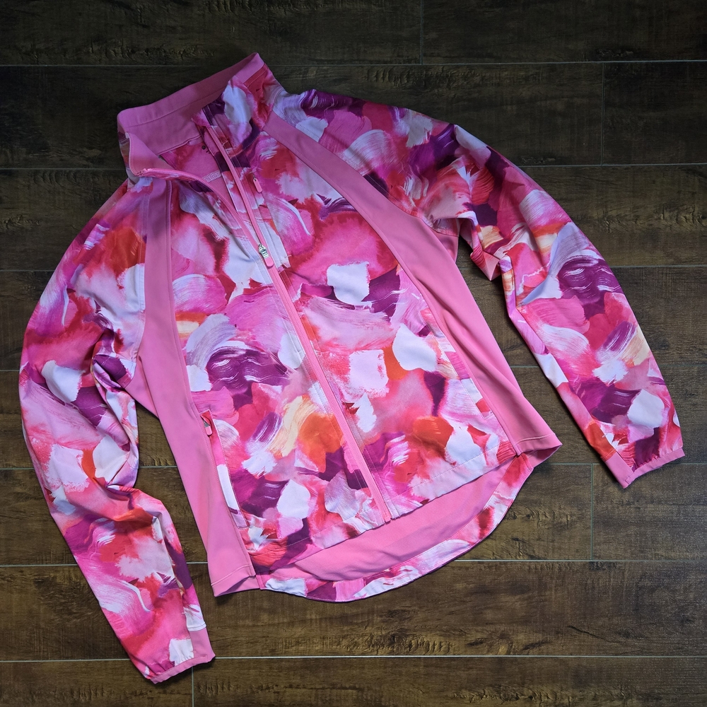 Athleta Pink Multi Painted-Print Utility Jacket